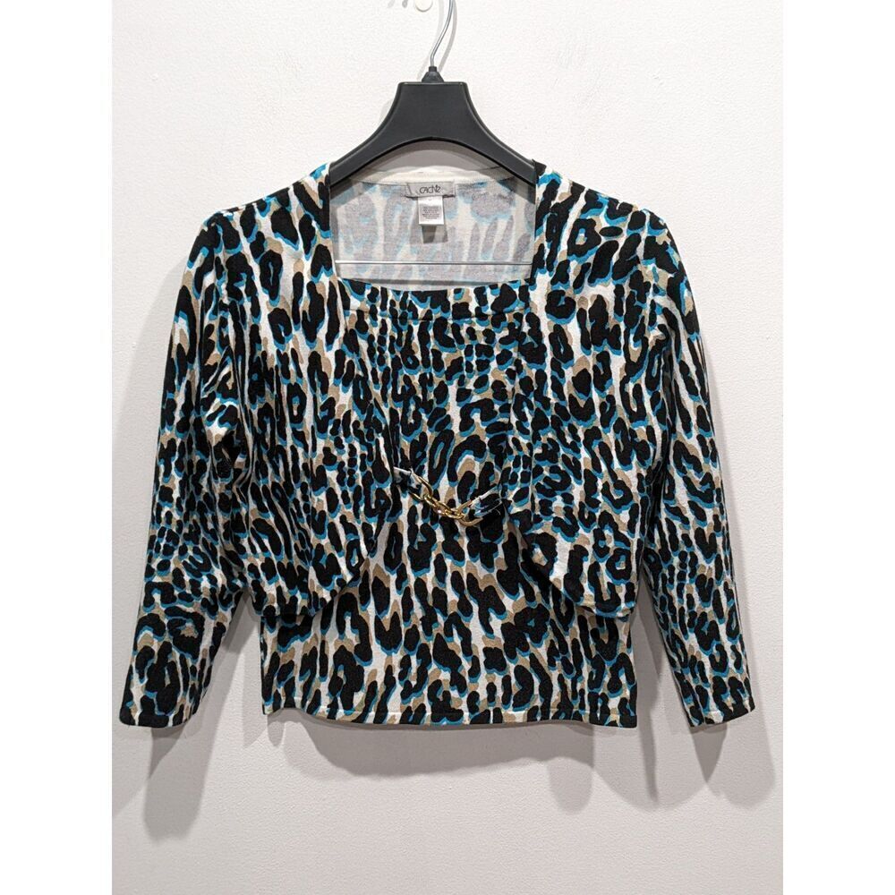 Vintage Cache Leopard Print Cardigan & Strapless Top Twin Set, S/M